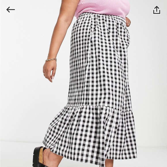 ASOS Curve Tiered Midi Skirt in Gingham NWOT - Picture 5 of 6